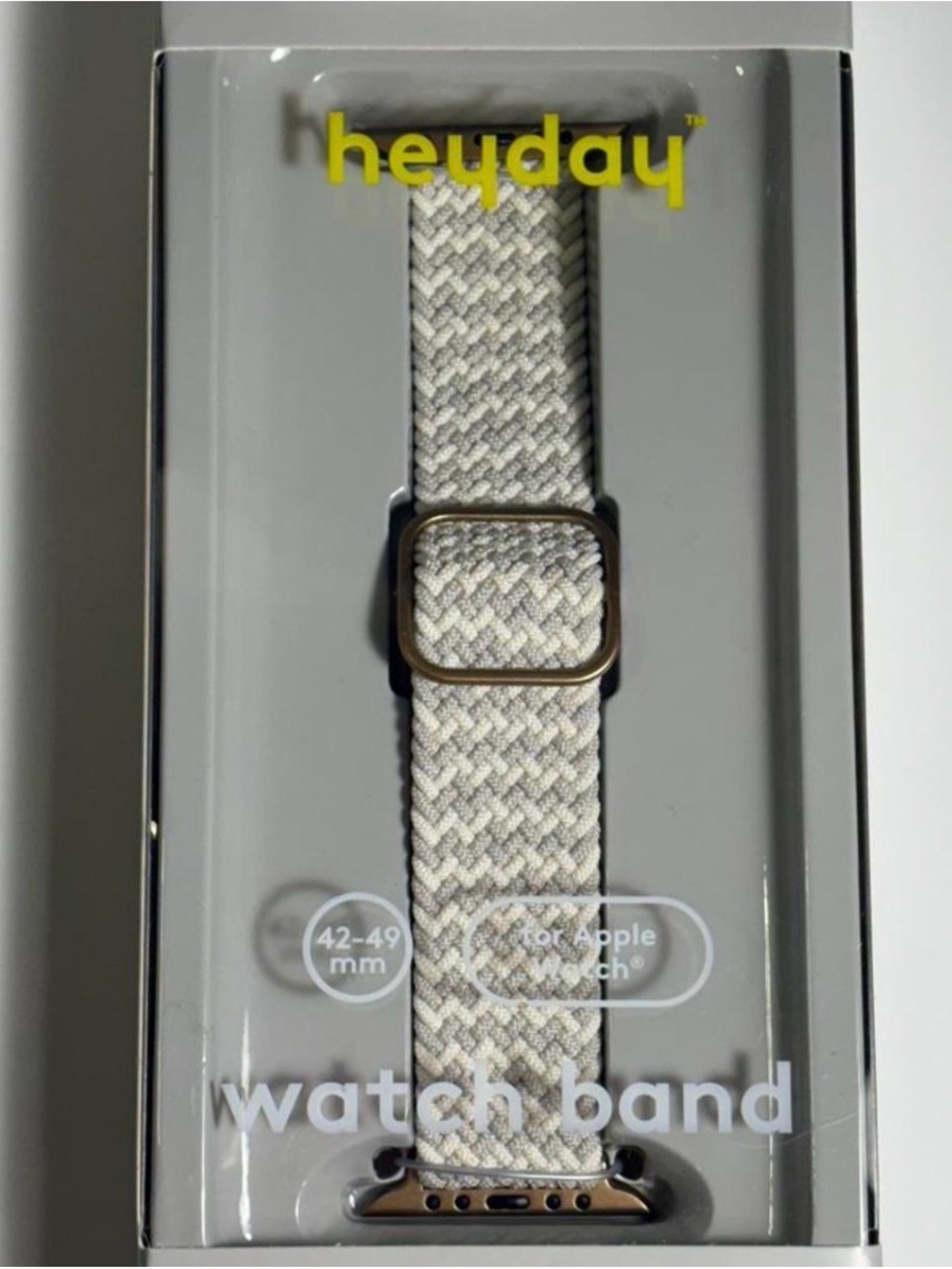 heyday Braided Solo Loop Watch Band in Cream and Light Gray with Gold Hardware
